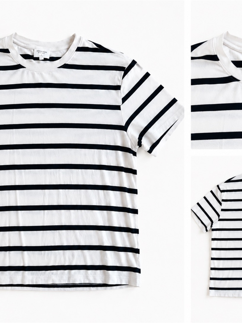 Gentle Fawn White and Black Striped Crew Tee